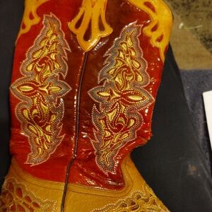 Western Cowboy Boots - Red and Yellow